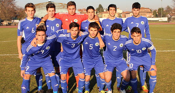 La squadra di San Marino che ha affrontato l'Italia Under 17 a Modena