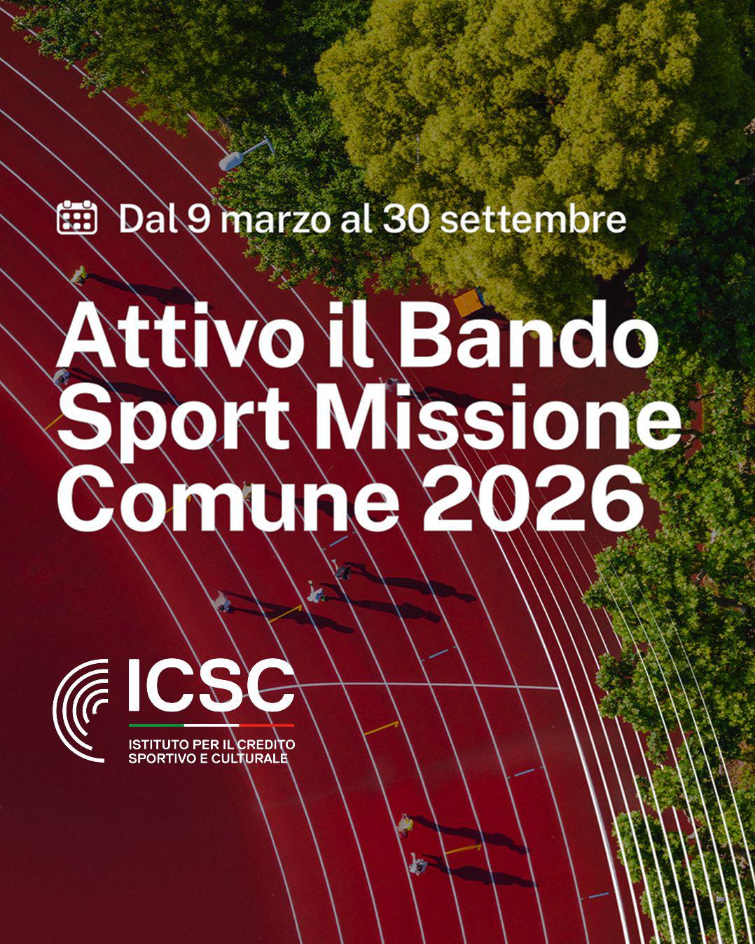 Credito Sportivo, attivo il Bando Sport Missione Comune 2026